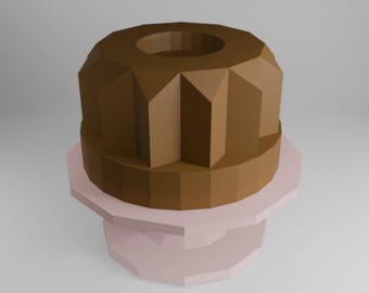 Birthday Cake 3D Papercraft Template, Low Poly SVG Cricut, Party Centerpiece Decor