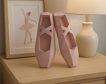 Ballet Shoe 3D Papercraft Template, Low Poly SVG Cricut, Ballerina Nursery Decor