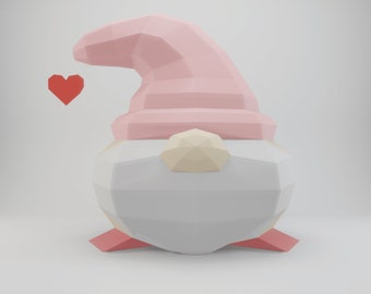 Gnome 3D Papercraft Template, Low Poly Garden SVG Cricut, Scandi Christmas Decor