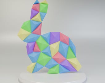 Bunny Mosaic 3D Papercraft Template, Low Poly Rabbit SVG Cricut, Easter Decor
