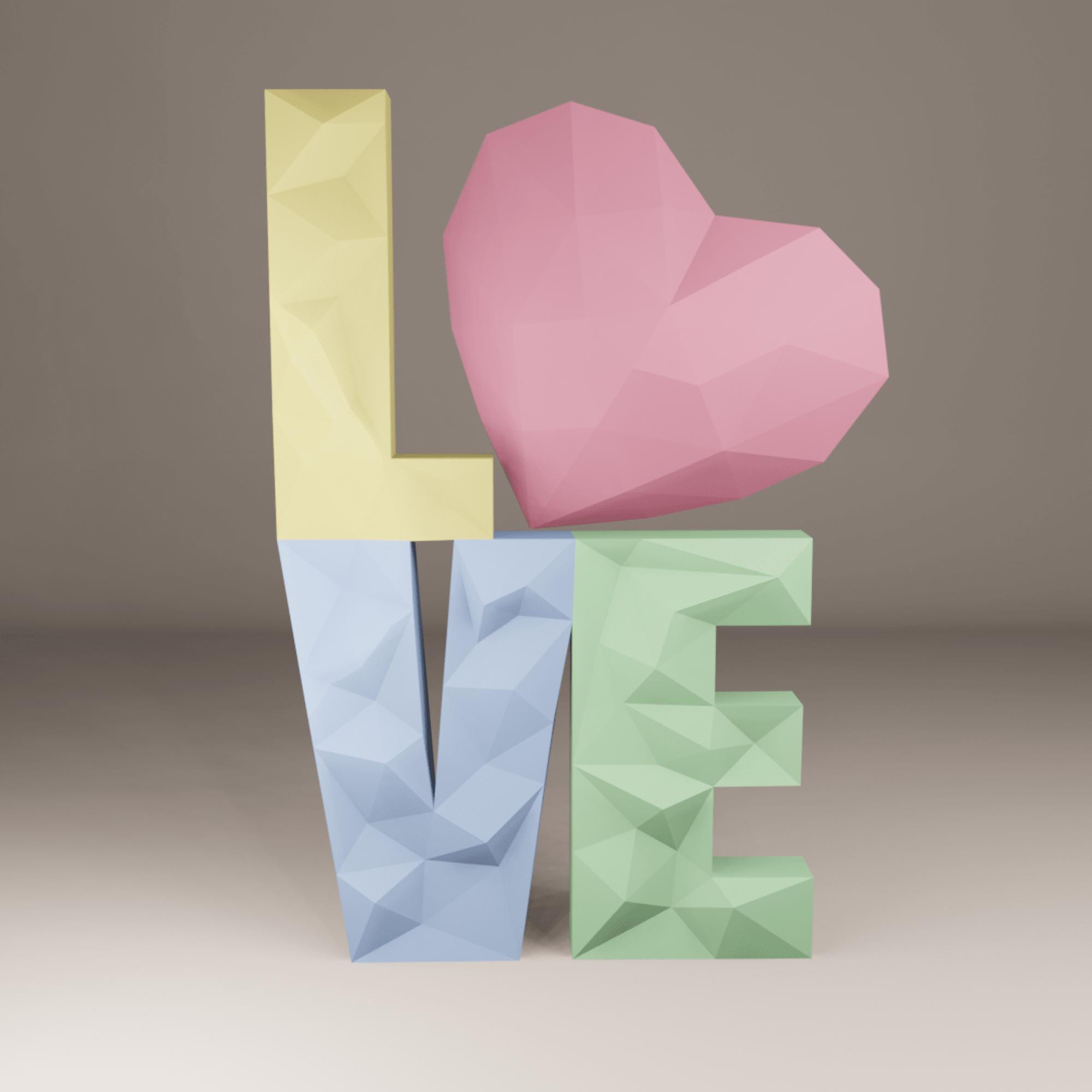 Love Frame 3D Papercraft Template, Low Poly SVG Cricut, Valentines Wall ...