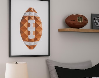 Football Frame 3D Papercraft Template, Low Poly Sports SVG Cricut, Game Day Decor
