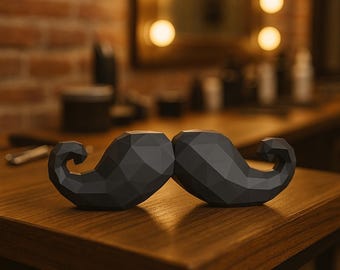 Mustache 3D Papercraft Template, Low Poly SVG Cricut, Fathers Day Photo Prop
