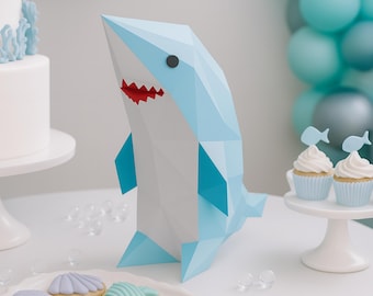 Baby Shark 3D Papercraft Template, Low Poly Ocean SVG Cricut, Kids Party Decor