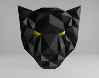 Panther 3D Papercraft Template, Low Poly Tribal Wall Art, SVG Cricut Mosaic
