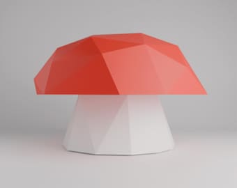 Mushroom 3D Papercraft Template, Low Poly Cottagecore SVG Cricut, Woodland Fairy Decor