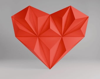 Heart Frame 3D Papercraft Template, Low Poly Geometric SVG Cricut, Valentines Photo Decor