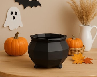 Cauldron 3D Papercraft Template, St Patricks Day SVG Cricut, Low Poly Decor