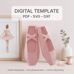 Ballet Shoe 3D Low Poly Papercraft – Digital File DXF SVG Pdf for DIY Paper Sculpture, Ballerina Home Decor, Ballet Party Decoration