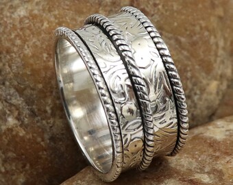 925 Sterling Silber Ring Silber Meditation Spinner Ring Mann und Frau alle Größe Ring Statement Ring Geschenke Ring handgemachter Schmuck Ring JSR1131