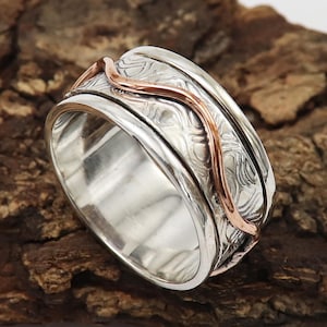 Silver Spinner Ring, Sterling Silver Spinning Ring, Hammered Silver Band, Fidget Ring, Stress Ring, Meditation Ring, Spinner Ring Plain Ring