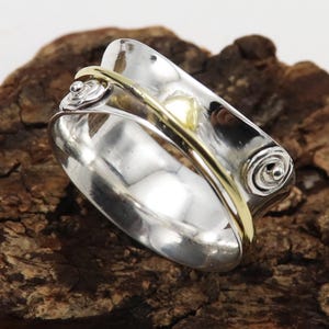 Hammered Sterling Silver Spinner Ring: Boho Anxiety Meditation Thumb Ring