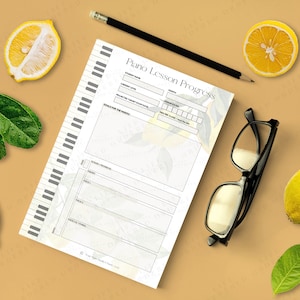Music/Piano Teacher Lesson Plan RUSTIC LEMON DESIGN Fully Editable Template for Re-printing