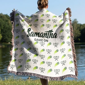 Personalized Tennis Coach Gift Woven Blanket Gift Tennis Lover Sports Mom Gifts Tennis Blanket Captain Gift Her Sports Lover Woven Blanket