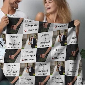 Personalized Polaroid Photo Blanket Valentine Gift Custom Couple Throw