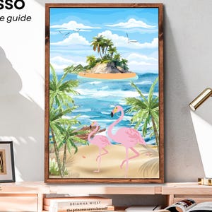 Flamingo Beach Poster Frame Bathroom Decor Wall Art Frame Beach Decor Funny Flamingo Art Wall Framed Living Wall Decoration Beach Lover Gift