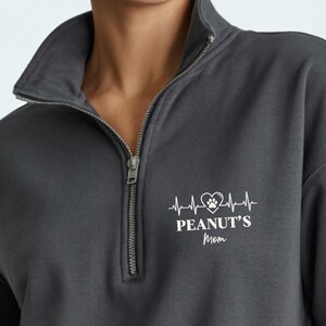Personalized Dog Mom Quarter Zip with Name Custom Fleece Mama Pullover Dog Lover Gift