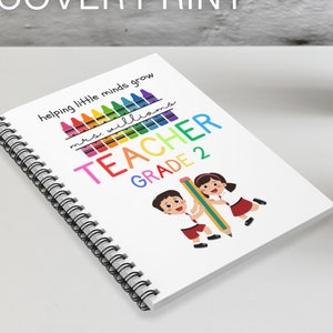 Personalized Crayon Print Notebooks for Kindergarten Teacher Notebook Journal Daily List Back to School Notebook Personalized Teacher Life