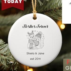 Personalized Best Friend Ornament Besties Ornament Besties Christmas Ornaments Gifts Christmas Gift for Best Friend Sister Ornament