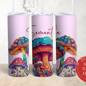 Mushroom Tumbler with Lid and Straw Mushroom Lovers Gift Personalized Tumbler with Straw Mothers Day Gift Custom Tumbler Mushroom Mug