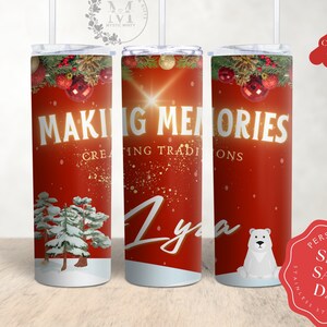 Personalized HolidayTumbler With Straw Custom Winter Tumbler  Personal Tumbler Christmas Gift for Her Xmas Tumbler Christmas Travel