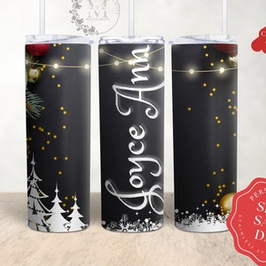 Personalized HolidayTumbler With Straw Custom Winter Tumbler  Personal Tumbler Christmas Gift for Her Xmas Tumbler Christmas Travel