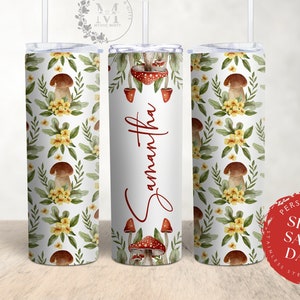 Mushroom Tumbler with Lid and Straw Mushroom Lovers Gift Personalized Tumbler with Straw Mother Day Gift Custom Tumbler Mushroom Mug Tumbler