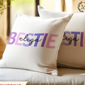 Personalized Bestie Gift Pillow Custom Name Gift Pillow Covers Personalized Pillow Gift for Best Friend Birthday Sister Gift Custom Pillows