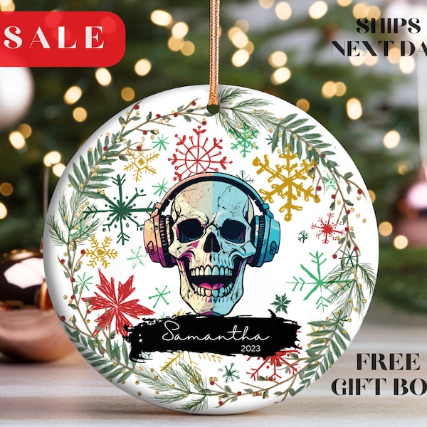 Snowflake Skull Ornament Christmas Skull Personalized Ornament Spooky Christmas Xmas Witchy Gifts Gothic Ornament Witch Christmas Gifts