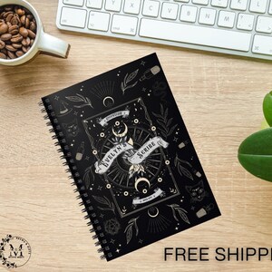 Personalized Witch Notebook Journal Gothic Book Witchy Gifts Planner Witch Stuff Starter Kit Unique Moon Phase Gift Witch Junk Journal image 1