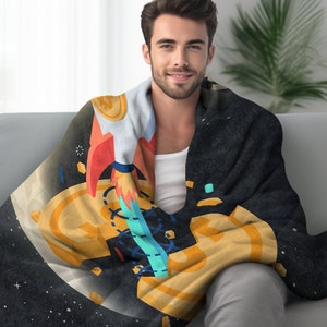 Custom Blankets Gift Rocket Blanket Bitcoin Cryptocurrency Gift Personalized Blanket and Throw Blanket Couch Day Trader Custom Name Blanket
