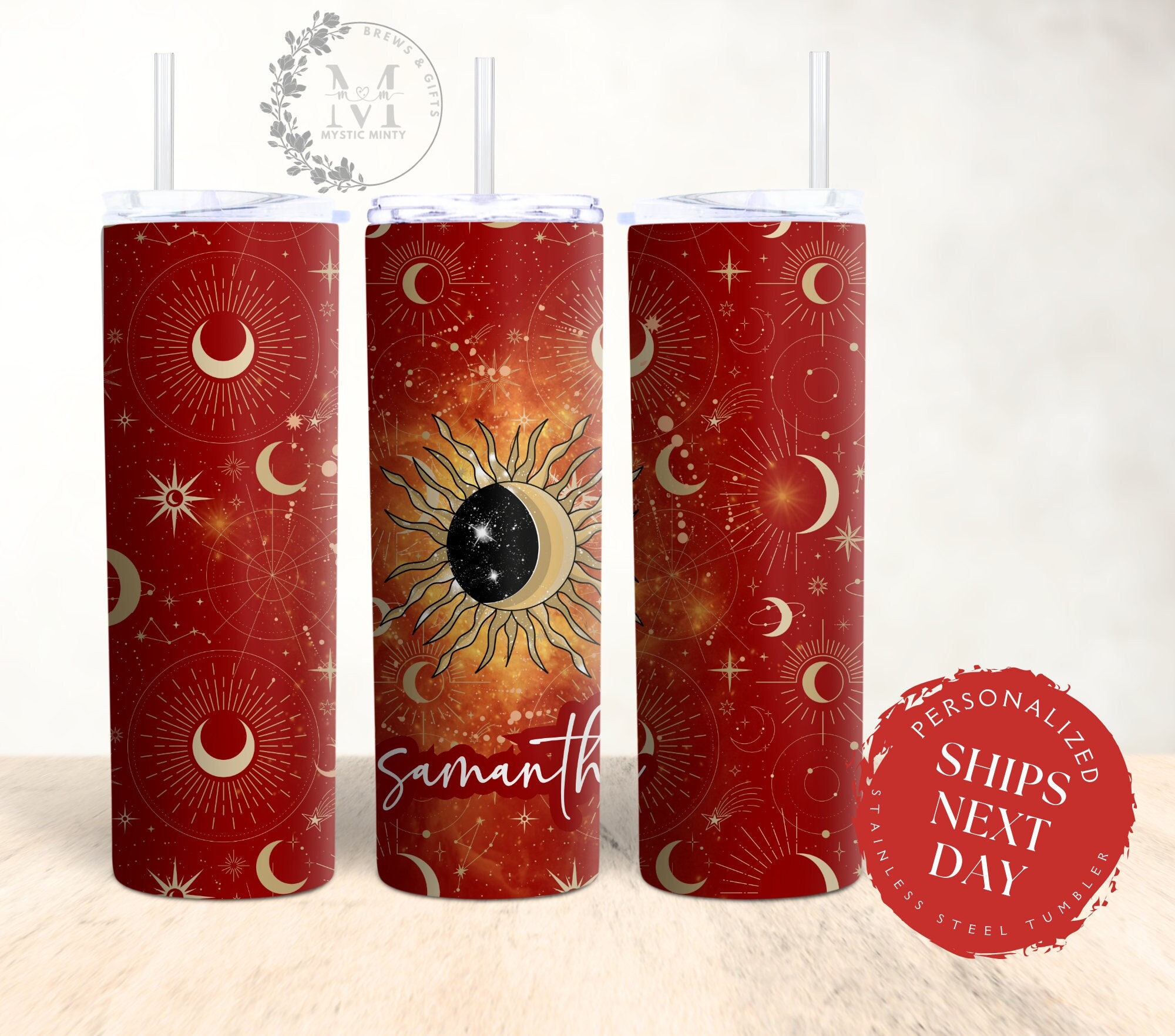 Sun and Moon Tumbler With Lid and Straw Cup Personalized Moon Lover Gift  Custom Tumbler With Straw Astrology Mother Day Gift Tumbler Cup - Etsy