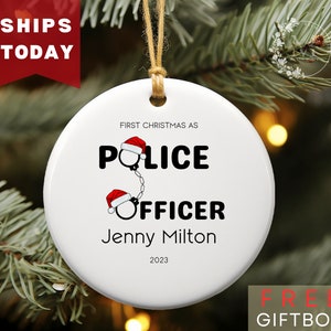Personalized Police Officer Ornament Thin Blue Line Law Enforcement Gifts Police Fathers Day Gift Custom Police Officer Gift