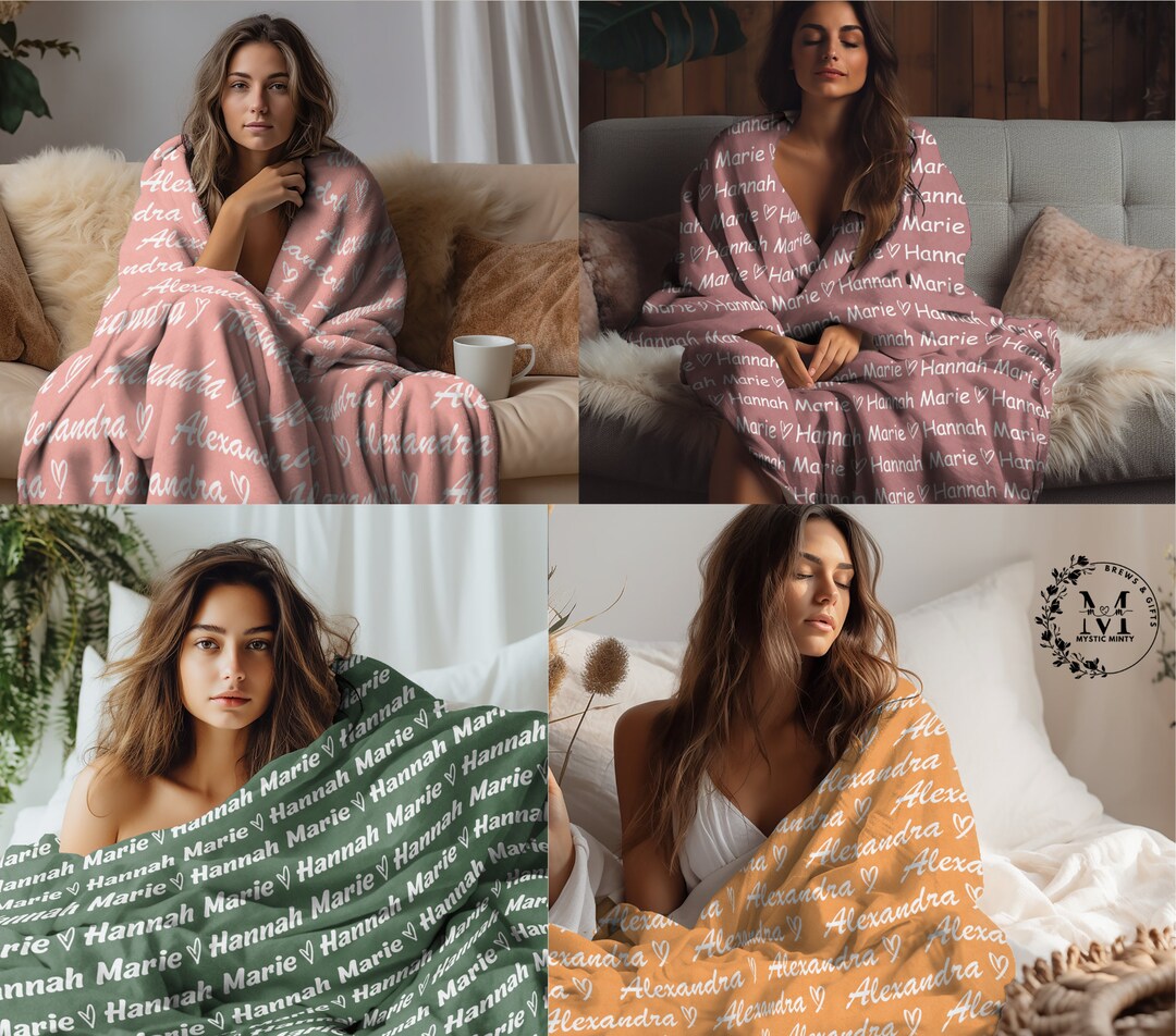 Personalized Blanket and Throws for Couch Customized Blanket With Names