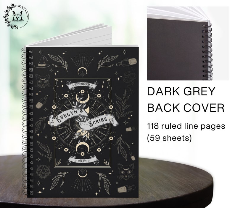 Personalized Witch Notebook Journal Gothic Book Witchy Gifts Planner Witch Stuff Starter Kit Unique Moon Phase Gift Witch Junk Journal image 6