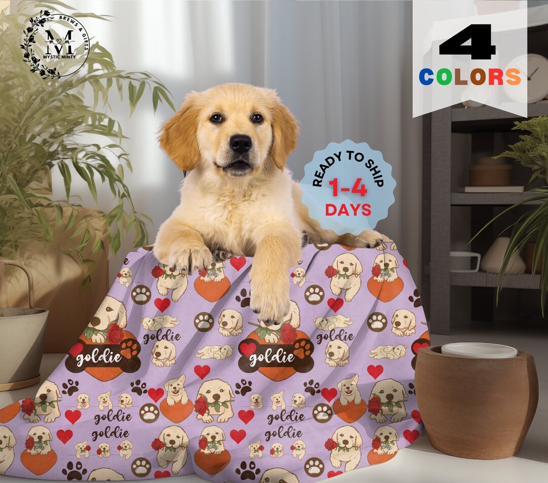 Golden Retriever Valentine Personalized Blanket Gift for Dog Mama
