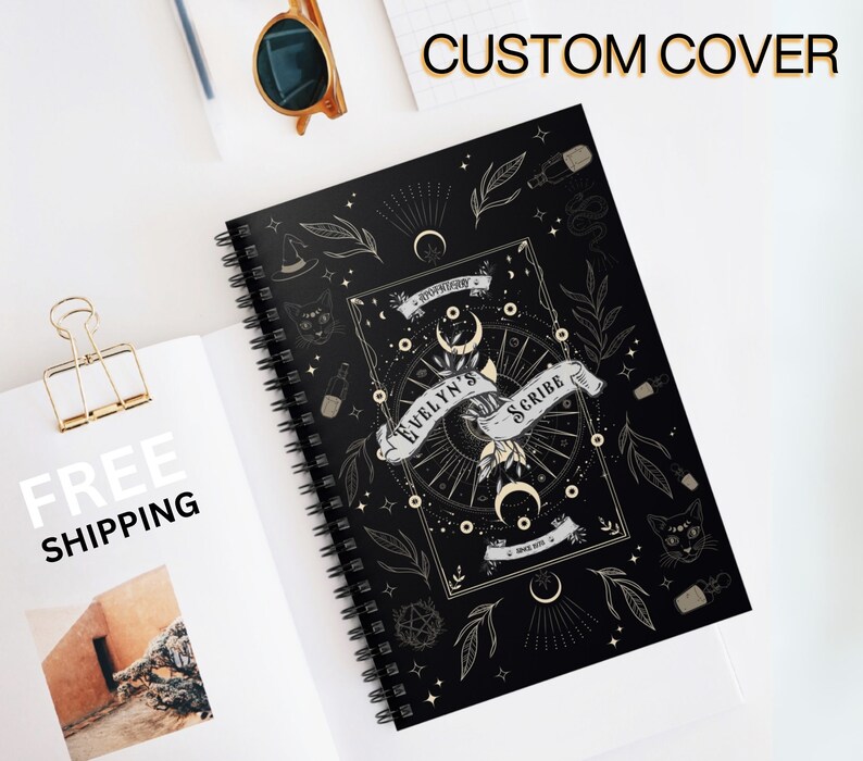 Personalized Witch Notebook Journal Gothic Book Witchy Gifts Planner Witch Stuff Starter Kit Unique Moon Phase Gift Witch Junk Journal image 5