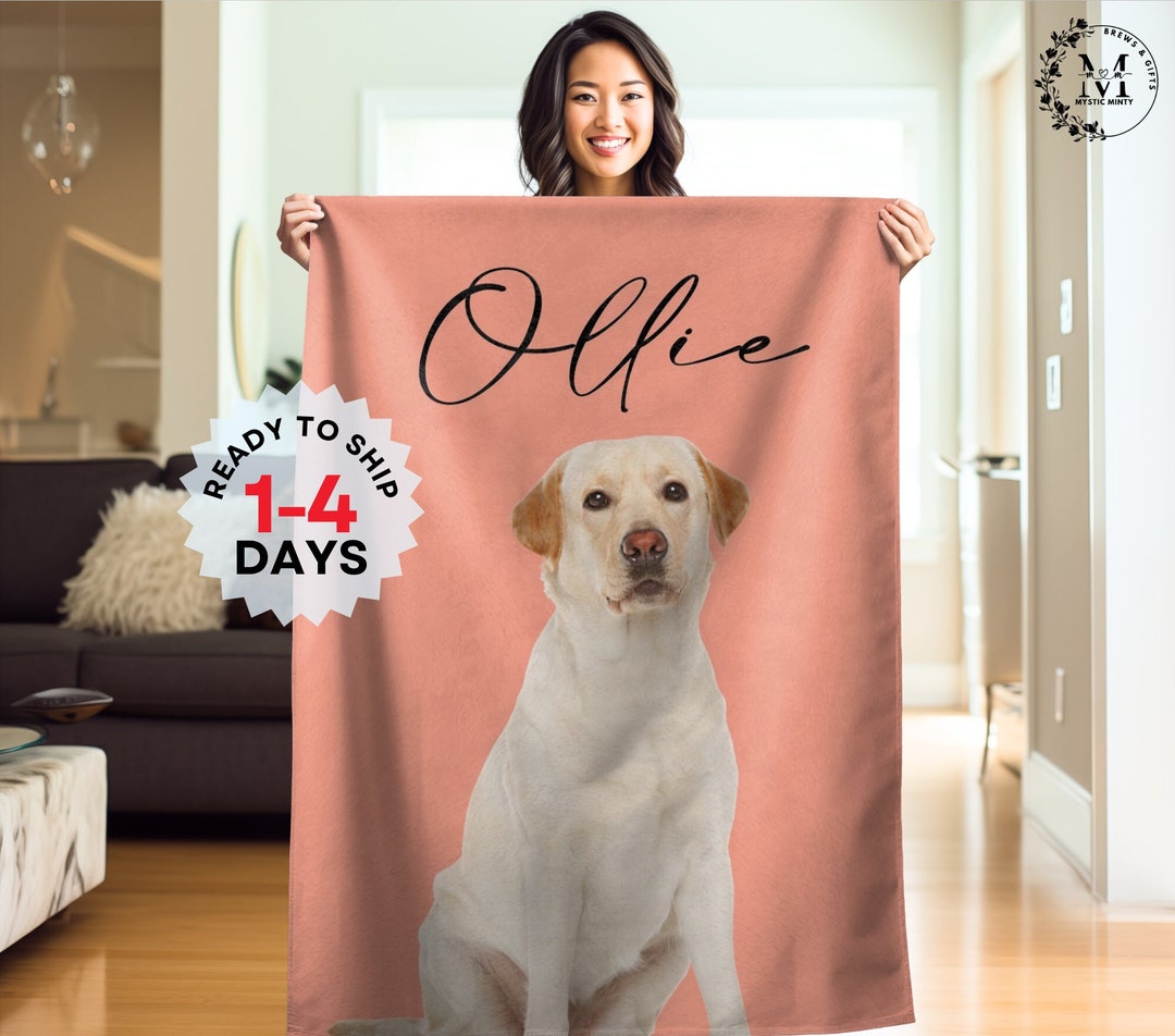 Personalized Pet Photo Blanket Custom Dog Cat Portrait Memorial Gift ...