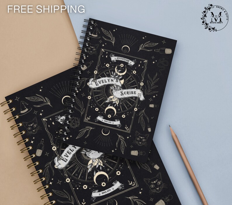 Personalized Witch Notebook Journal Gothic Book Witchy Gifts Planner Witch Stuff Starter Kit Unique Moon Phase Gift Witch Junk Journal image 7