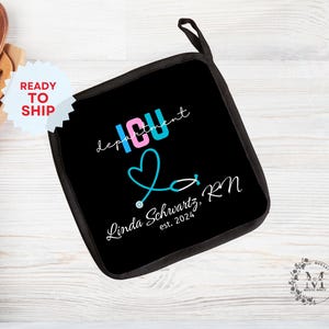 Personalized Custom Kitchen Potholder for Registered Nurse Graduation Gift Heart Nurse Stethoscope Pot Holders Nurses Week Gift for Nurse