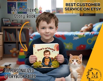 Custom Book Cover Photo Children Storybook Personalized Gift for kids Books Paws Pet Lover Gift for Baby Bedtime Stories Christian Book Gift