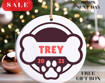 Dog Bone Ornament  Personalized Christmas Ornament Bone Ornament Ornament Laser Cut Wood, Handmade, Your Dogs Name, Dog Ornament
