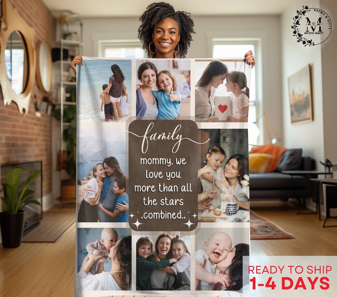 Family Photo Collage Blanket Throw Personalized Picture Gift for Mom ...
