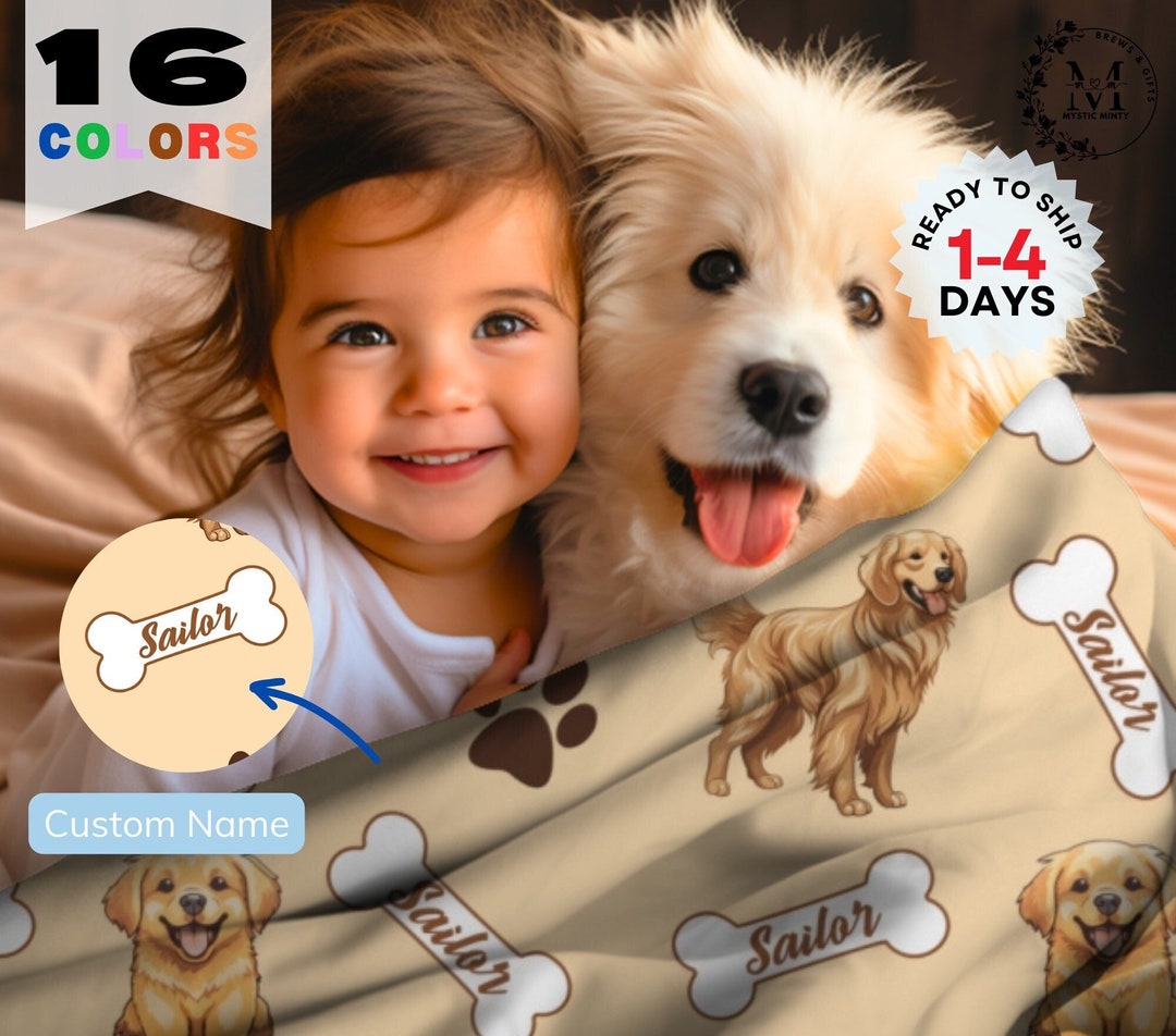 Custom Dog Blanket Personalized Pet Blanket Golden Retriever Bernese