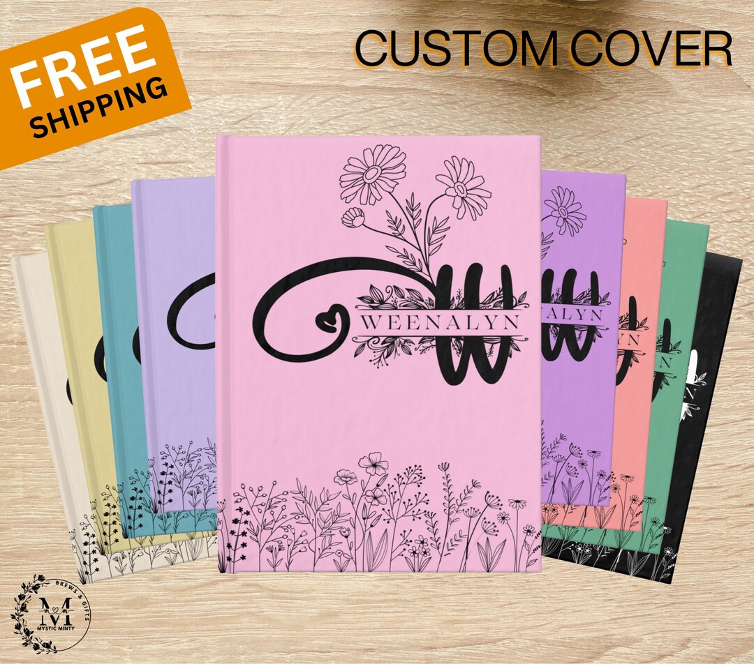 Personalized Notebook Journal Monogram Notebook Custom Notebook Flowers