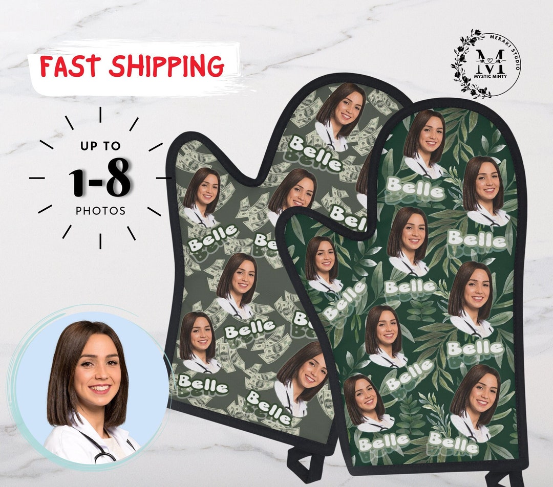 Custom Face Oven Mitt Kitchen Presents for Mom Photo Oven Mitts
