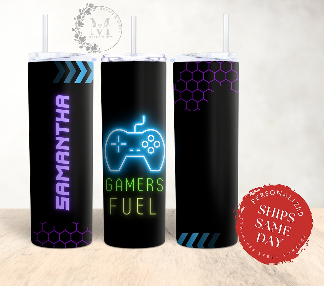 Neon Tumbler Gamer Tumbler Personalized Tumbler With Lid and Straw Neon