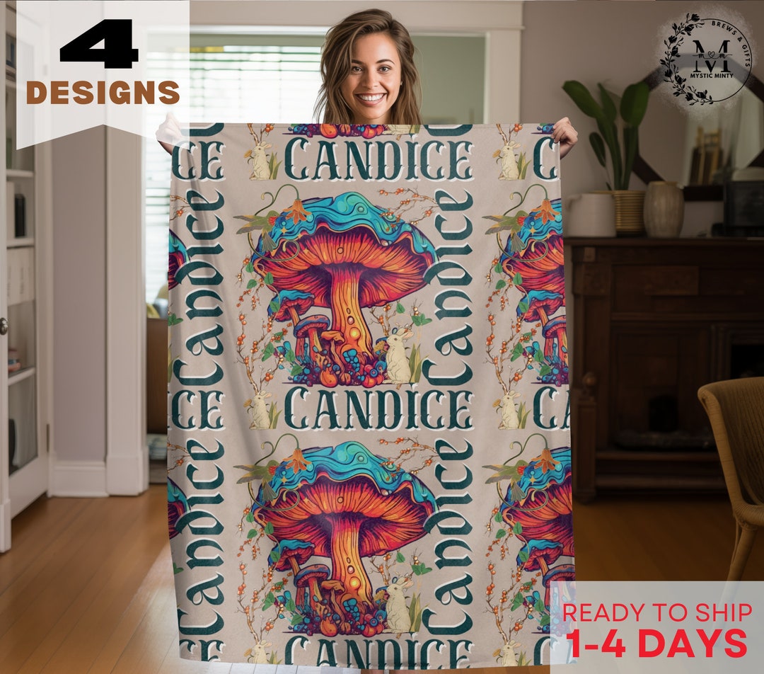 Mushroom Blanket Throw Cottagecore Mushroom Throw Blanket Personalized
