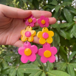 three tier flower earrings