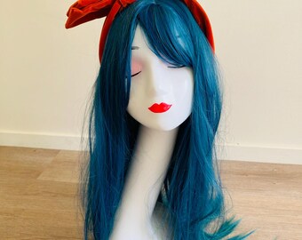 Diadema de terciopelo naranja: accesorio para el cabello con lazo de estilo retro.